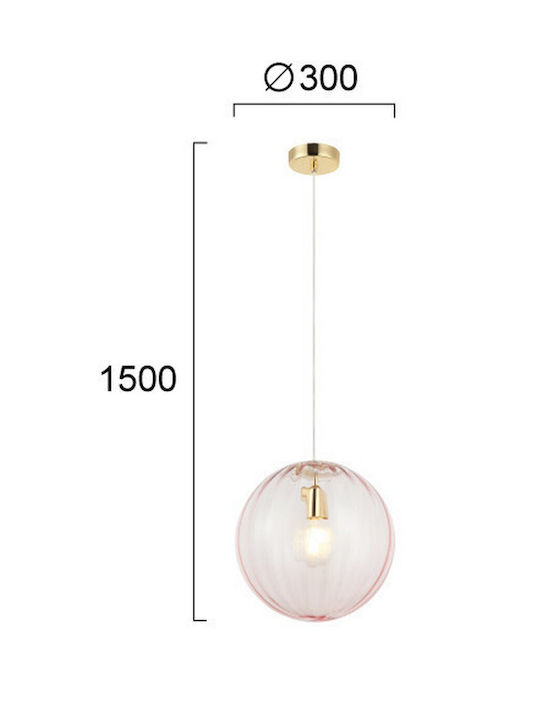 Viokef Diana Κρεμαστό Φωτιστικό Ράγα για Ντουί E27 Ροζ 30x150εκ. - second view